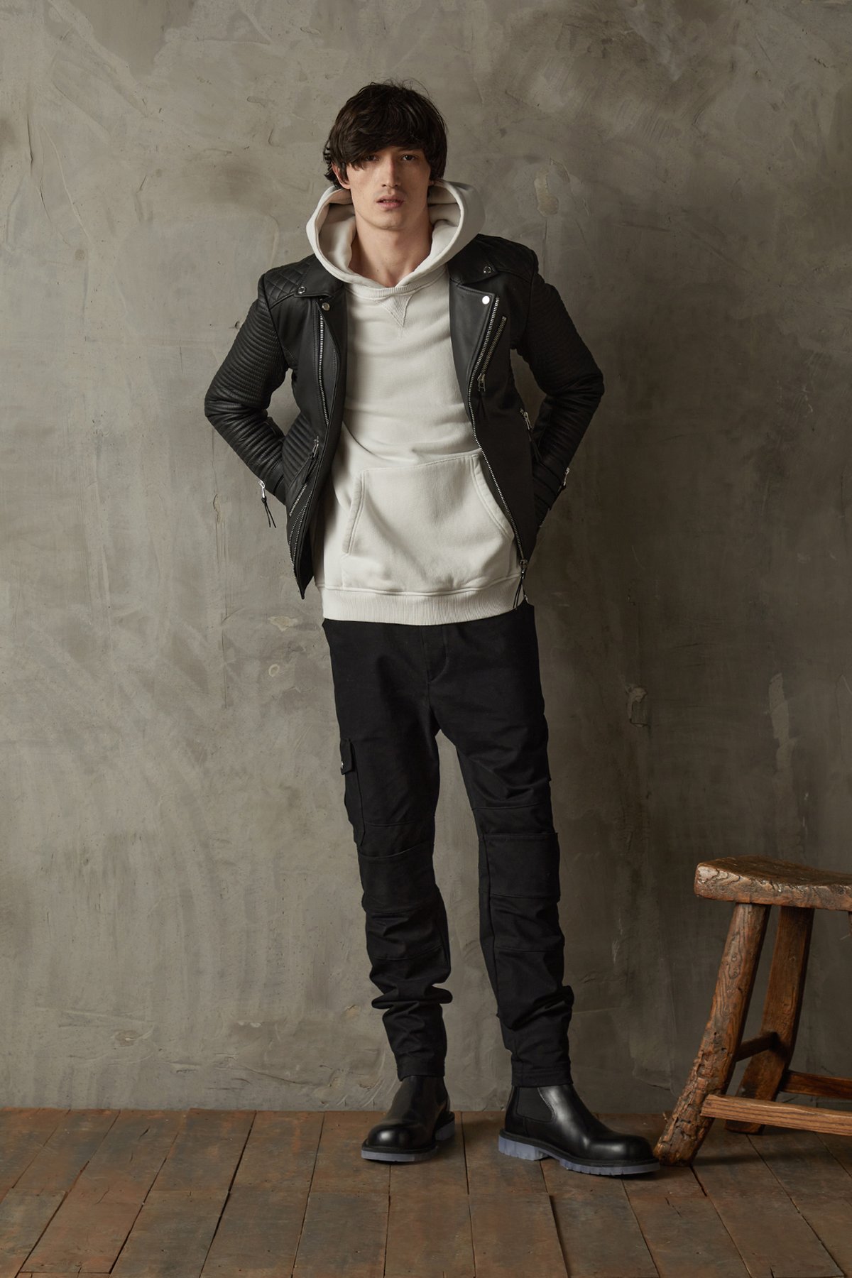 Mens Iconic Black Quilted Biker Jacket