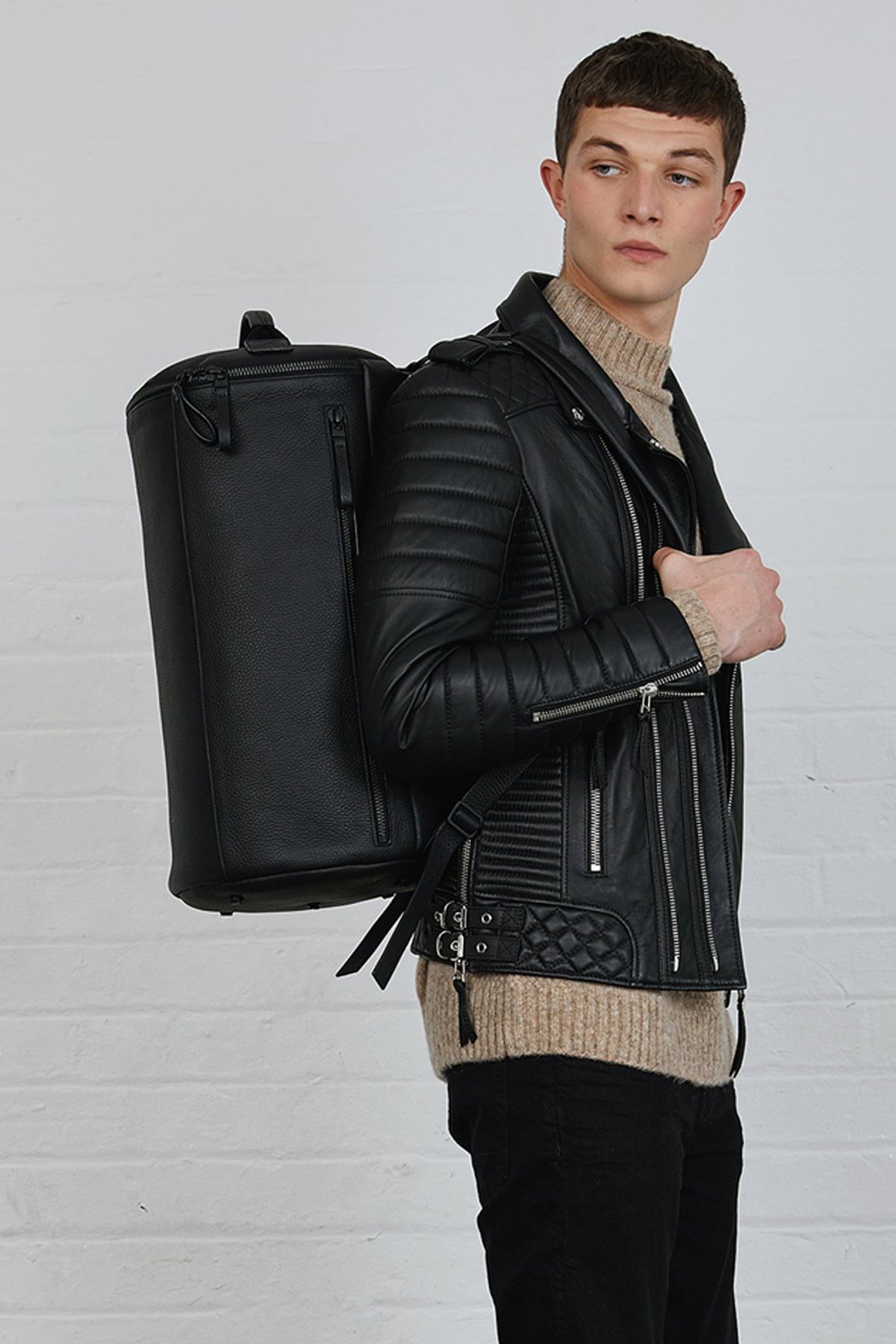 Classic Black Quilted Biker Jacket