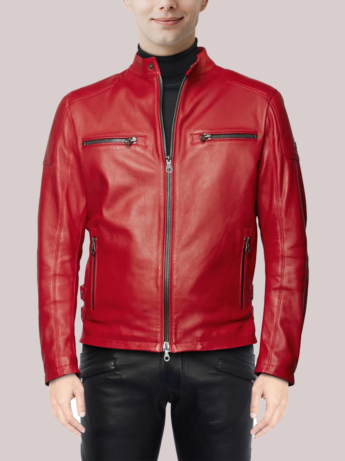 Men Red Leather Jacket