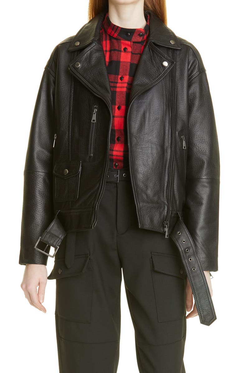 Tiano Oversize Leather Biker Jacket