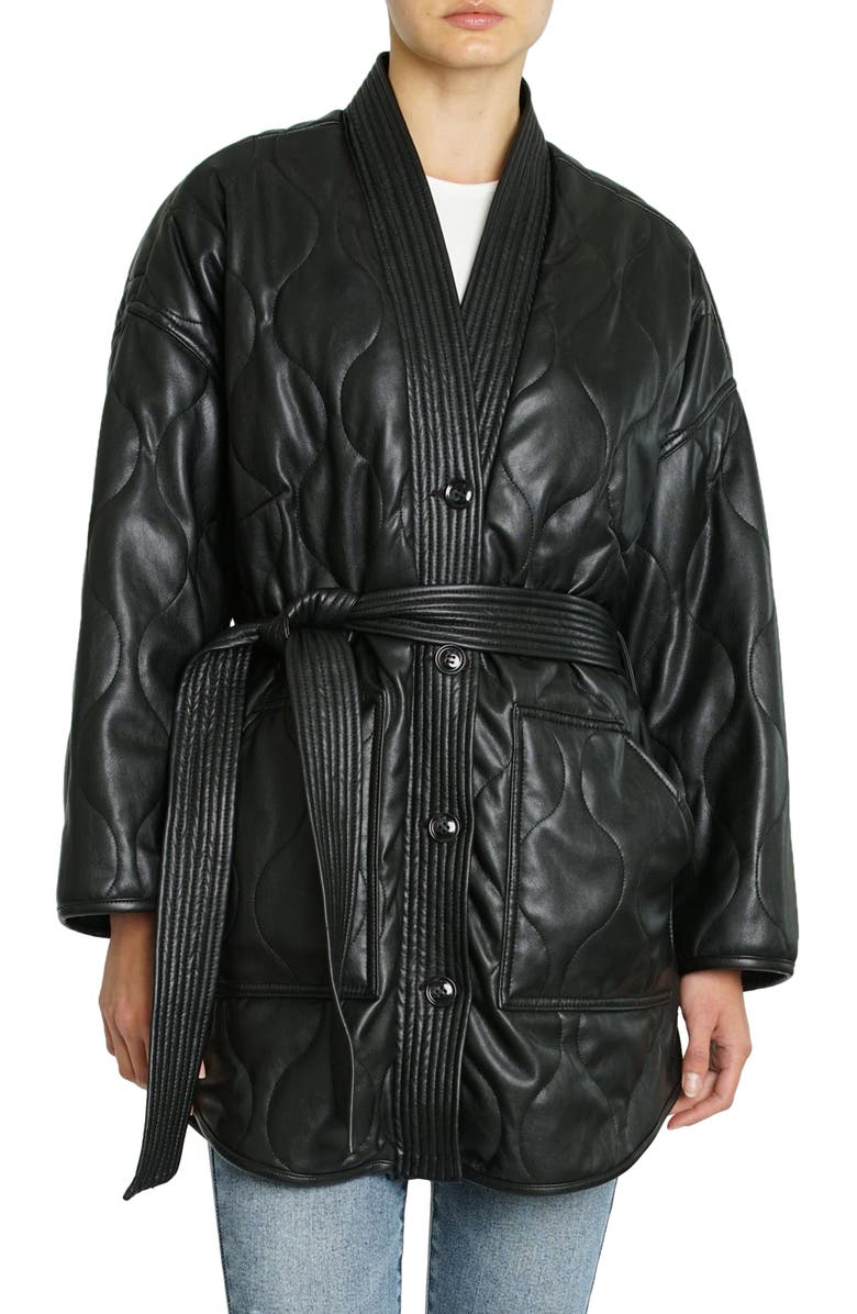 Fallon Belted Faux Leather Jacket