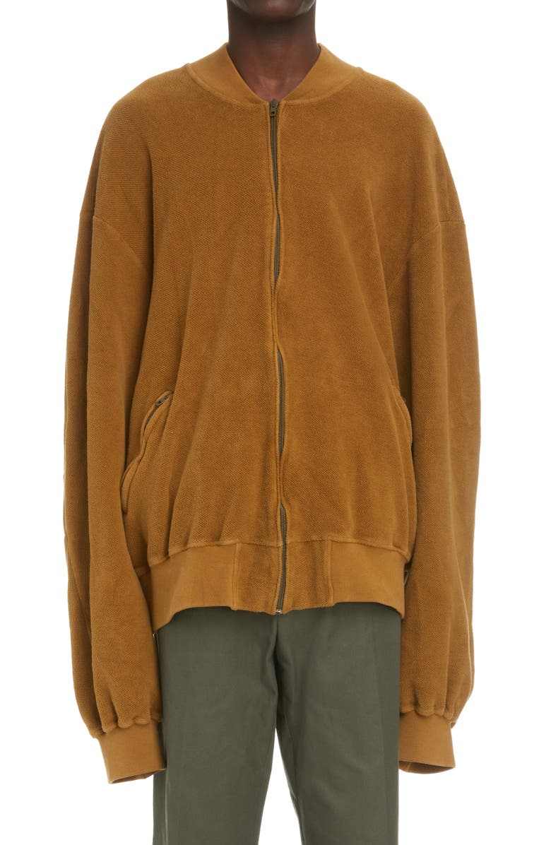 Oversize Brushed Cotton Fleece Jacket
