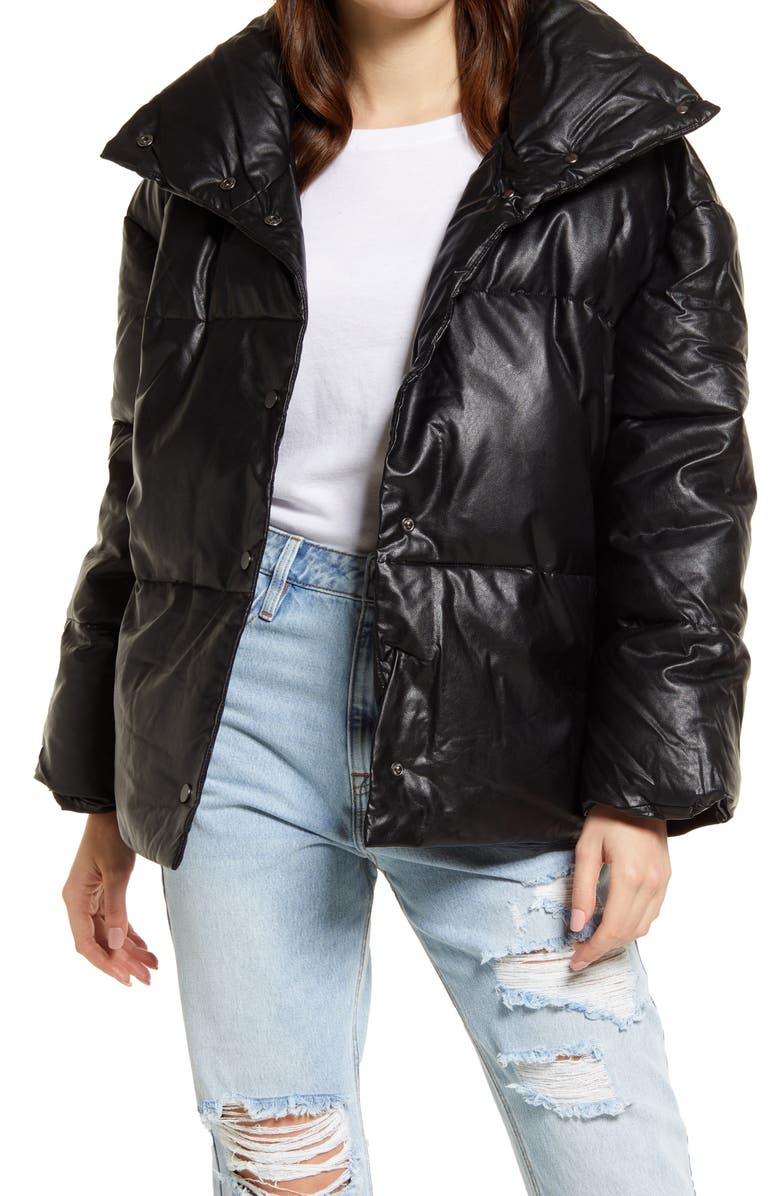 Vigoss Faux Leather Puffer Jacket