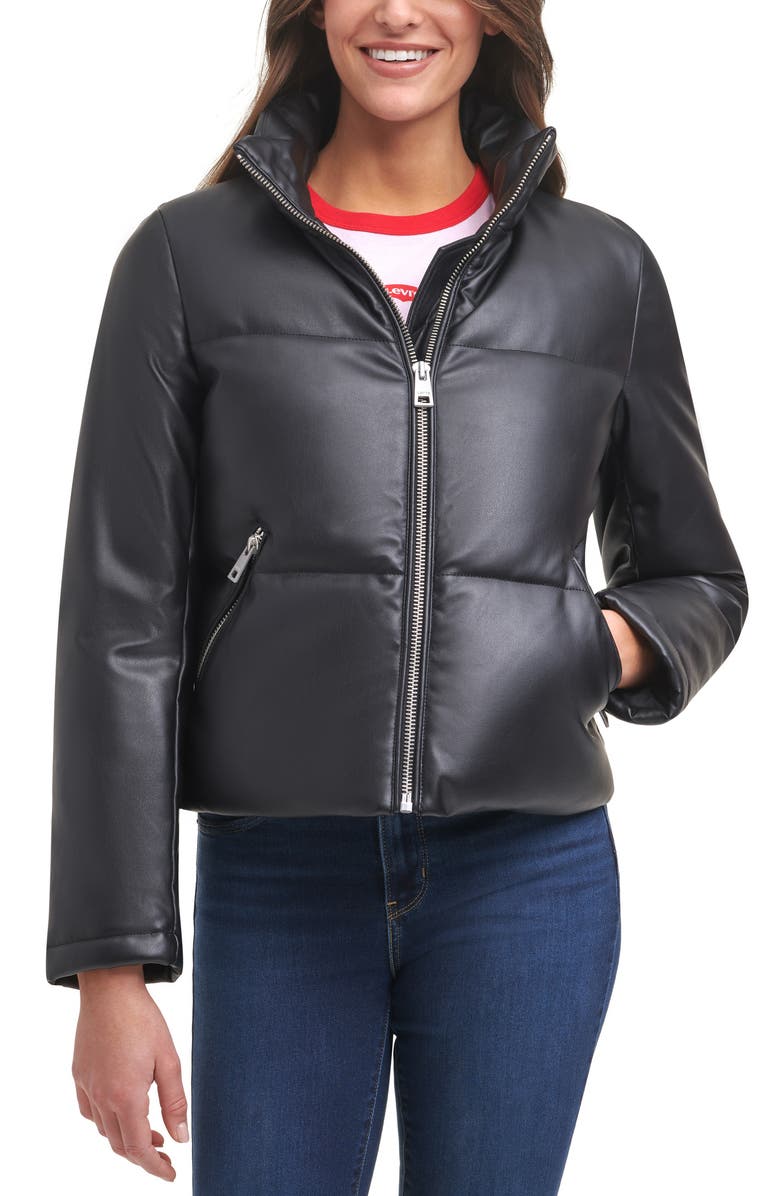 PU 307 Faux Leather Puffer Jacket