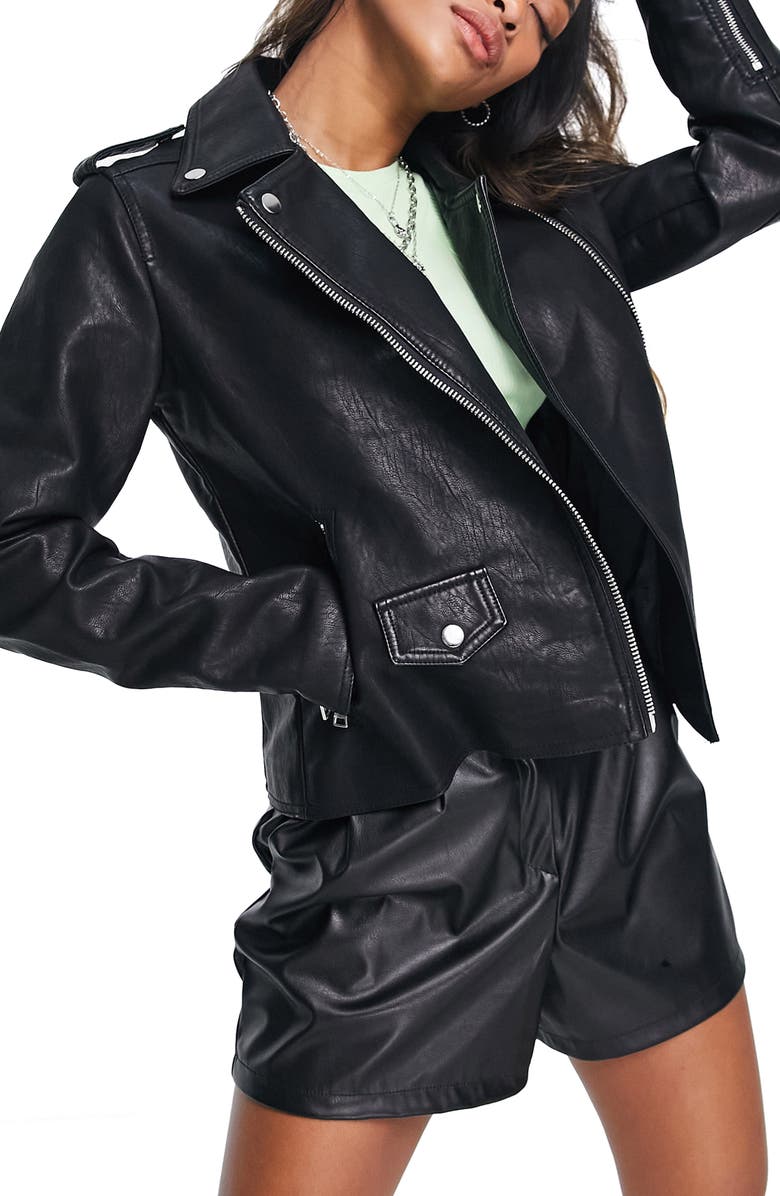 Women's Faux Leather Biker Jacket