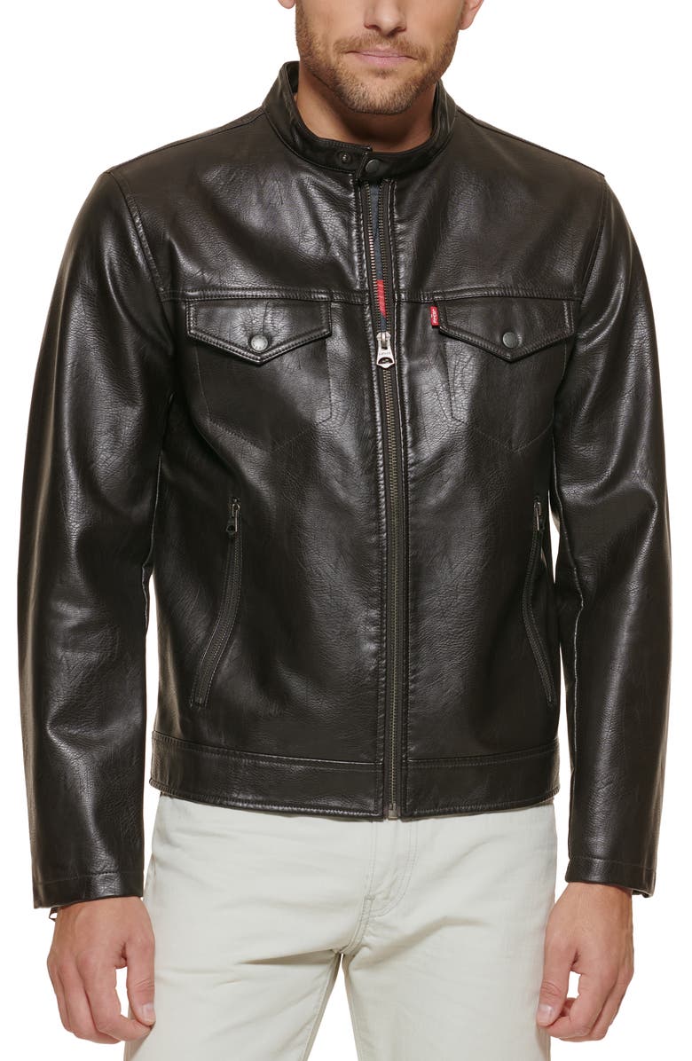 Water Resistant Faux Leather Racer Jacket