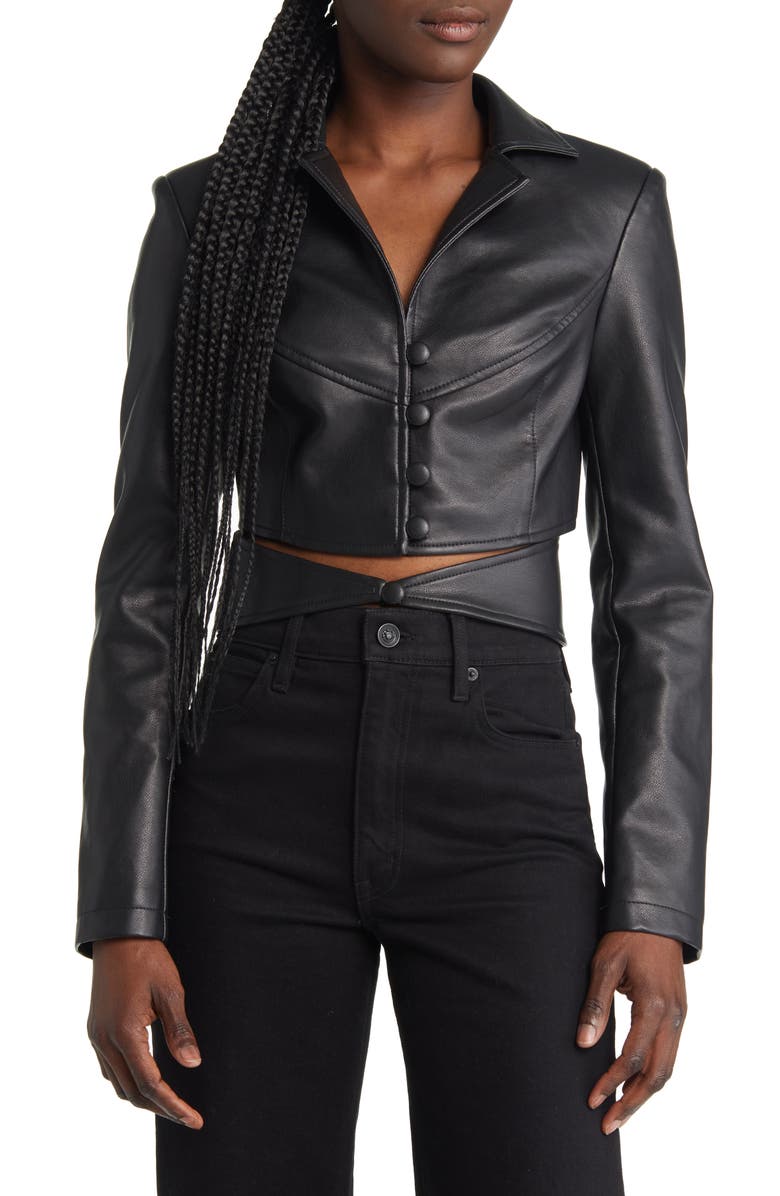 Crop Faux Leather Biker Jacket