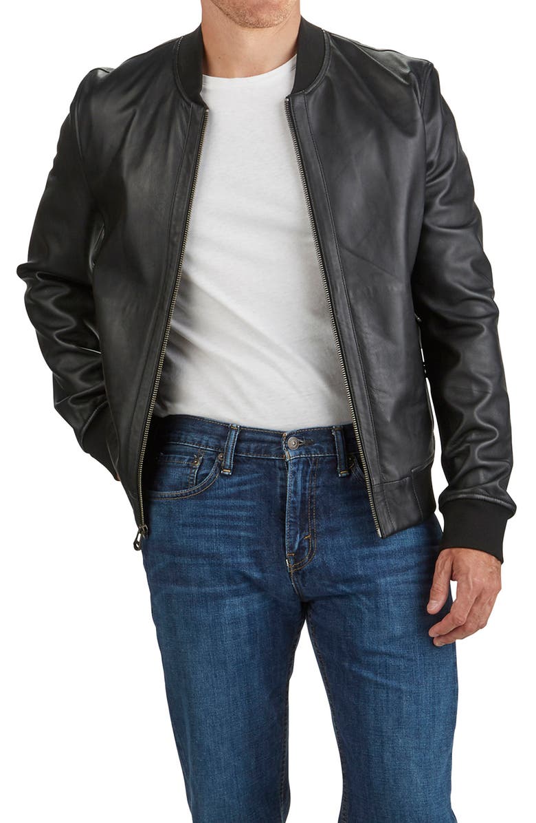 Bonded Leather Bomber Jacket