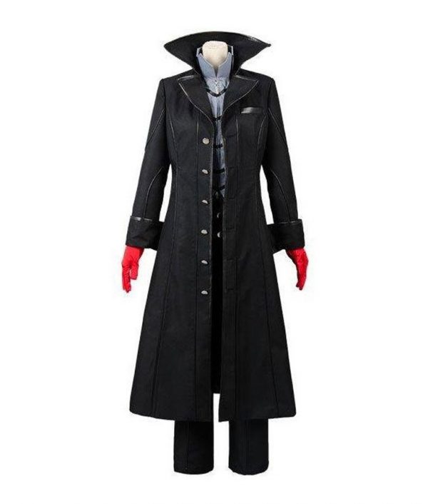 Persona 5 Joker Black Trench Leather Coat