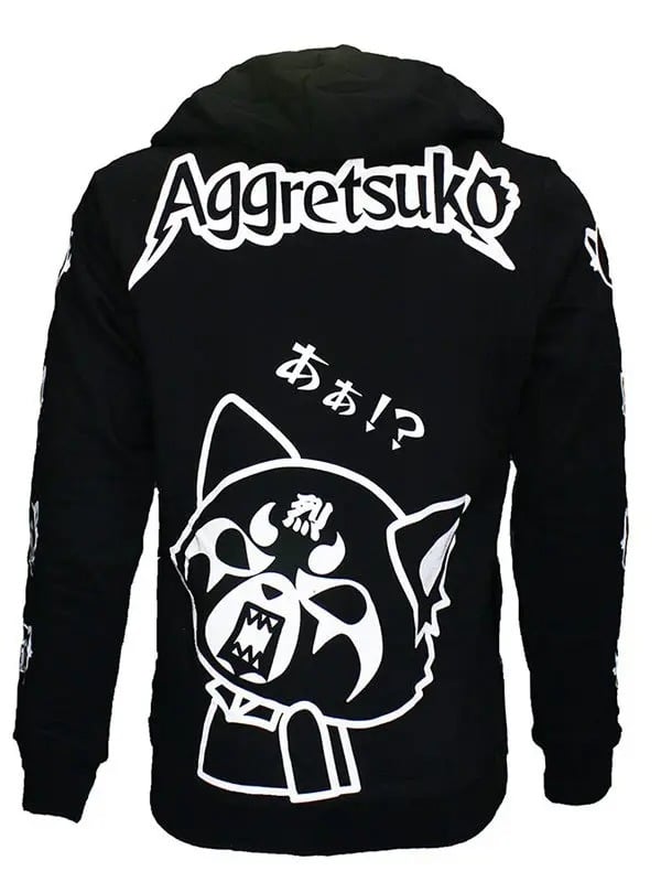 Aggretsuko Sleeve Faces Black Hoodie