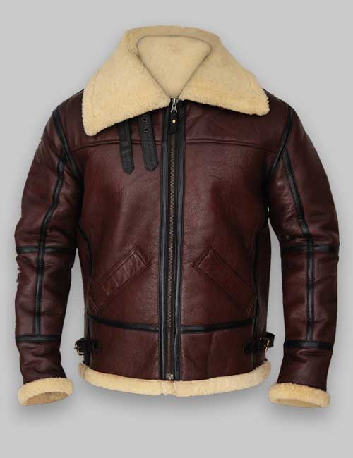 B3 RAF Men Shearling Brown Leather Jacket