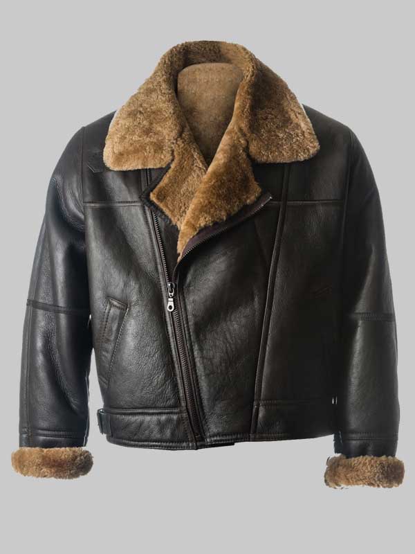 Men B3 Sheepskin Black Leather Jacket