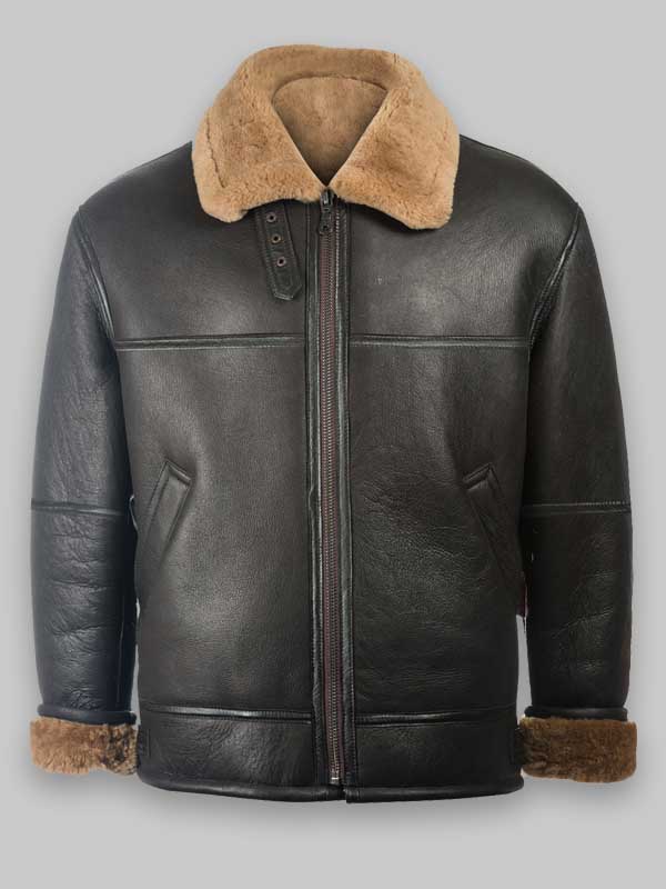 Men Black Shearling Jacket