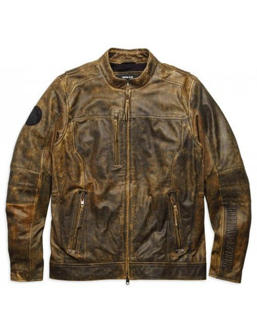 Men Brown Distressed Biker Leather Jacket