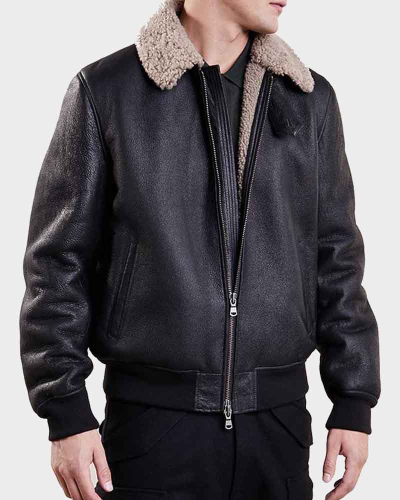 Mens Aviator Black Bomber Jacket