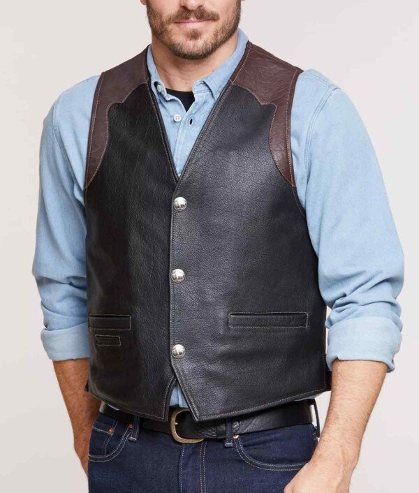 Mens Bison Leather Vest