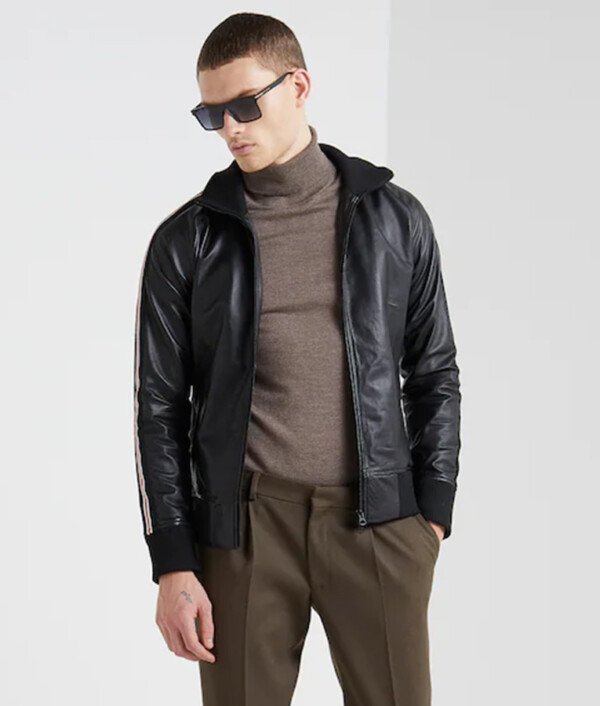 Mens Black Slimfit Bomber Jacket