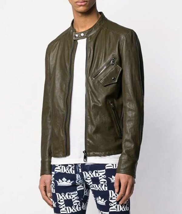 Mens Slimfit Cafe Racer Bomber Leather Jacket