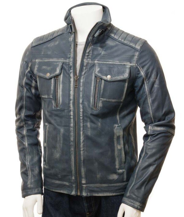 Mens Waxed Blue Jacket