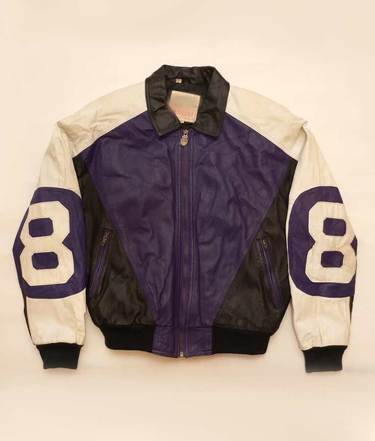 Michael Hoban Purple and Black Leather “8 ball” Jacket