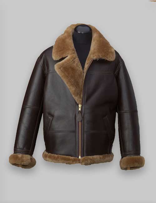 RAF Brown Shearling Jacket For Men